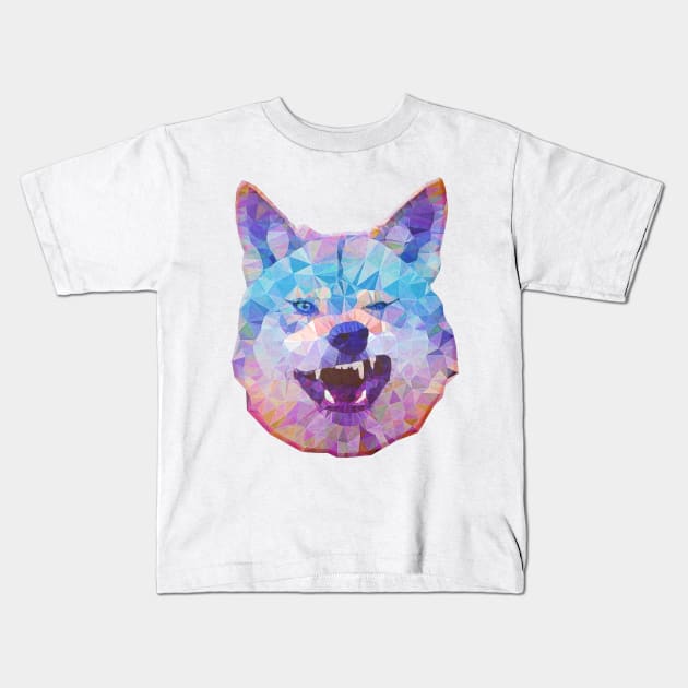 rainbow wolf Kids T-Shirt by Ancello